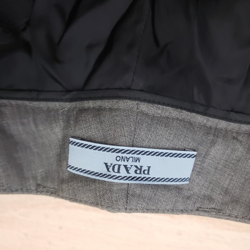 Prada Wide Leg Pleated Trousers in Gray - Picture 7 of 14